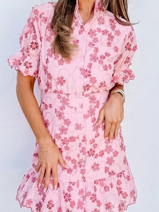 Fate Dresses & Skirts - Fate Pink Floral Button-Front Mini Dress